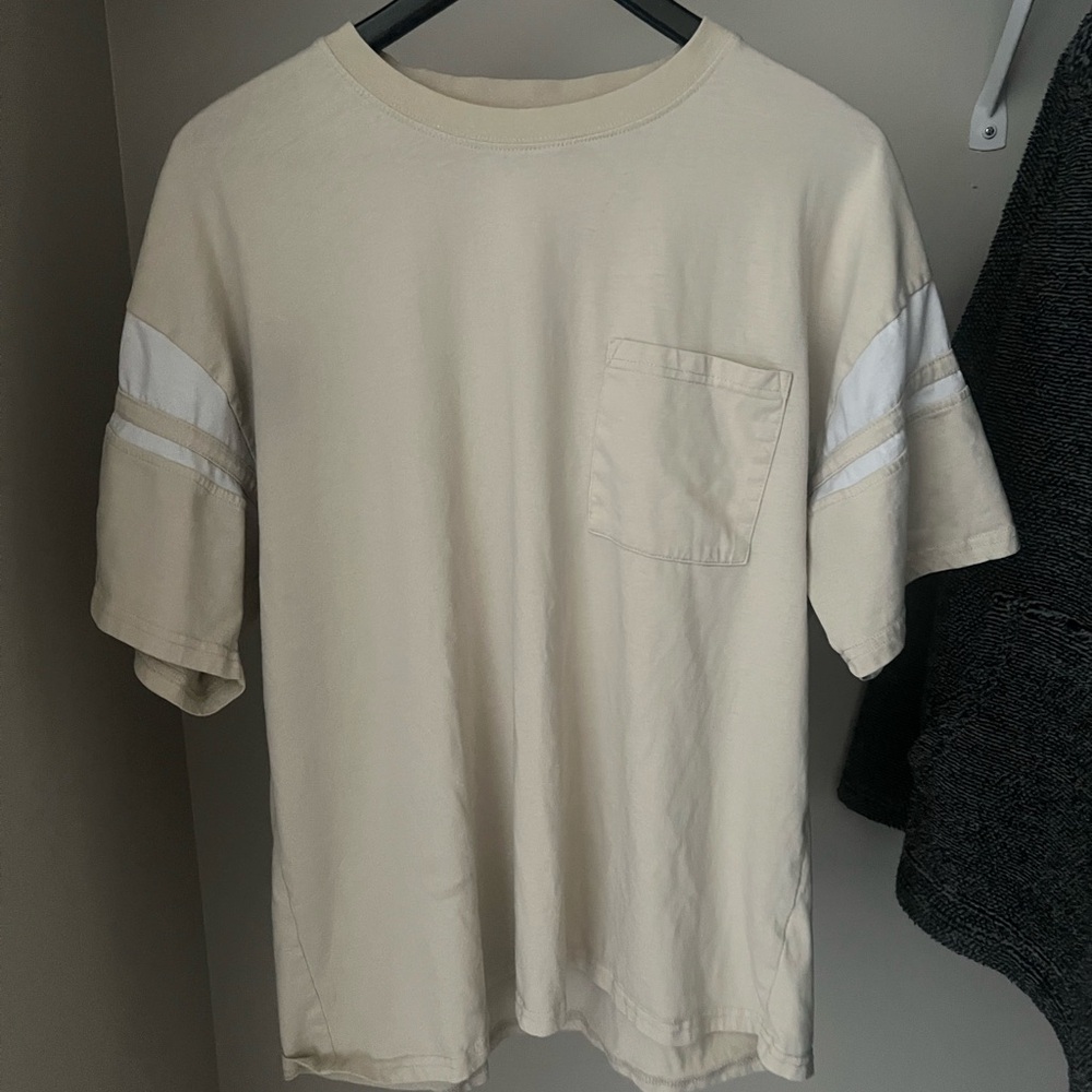 Forever 21 Cream Short Sleeve Tee with Pocket